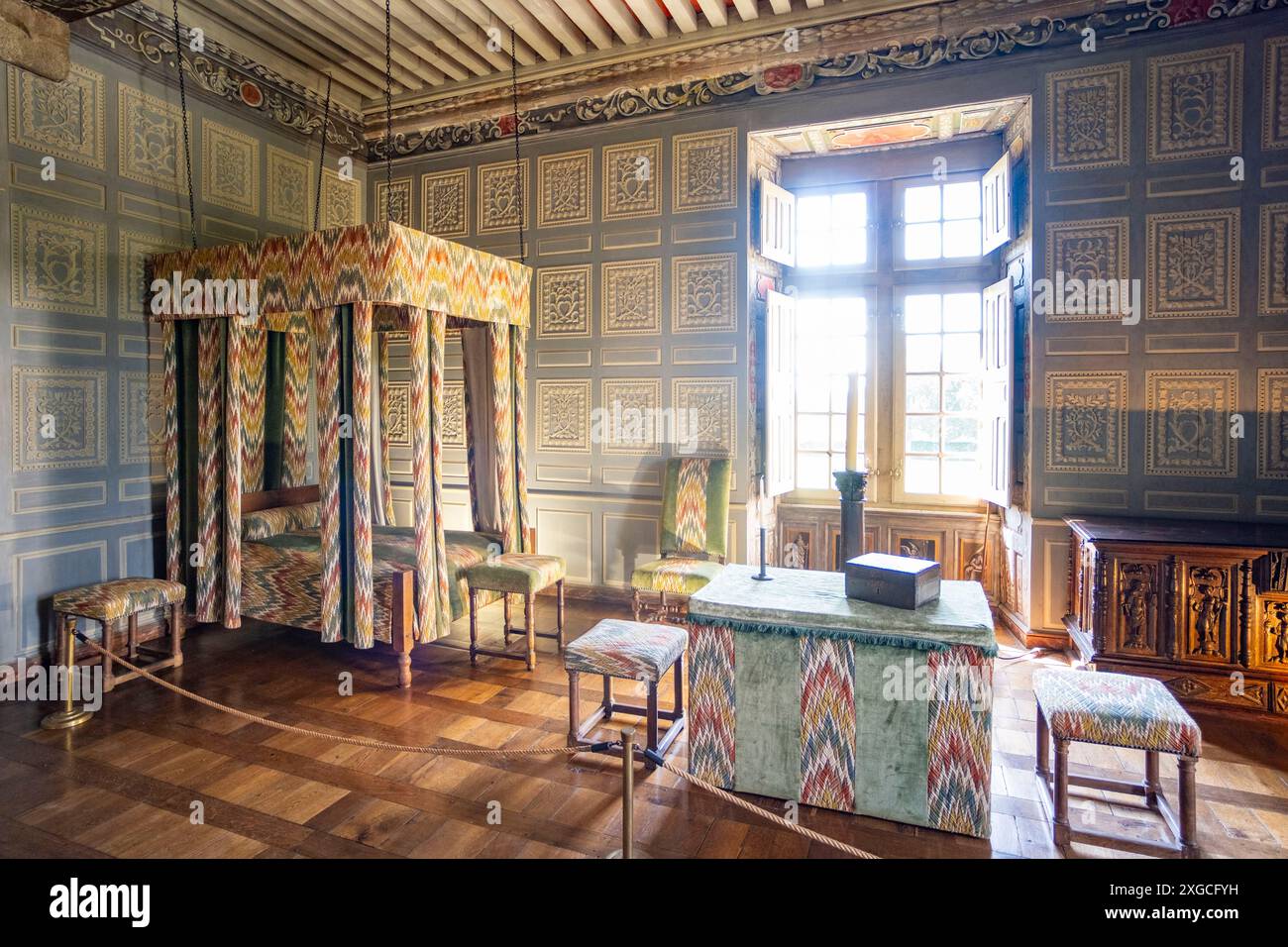 France, Orne, Parc naturel régional Normandie Maine, château de Carrouges, chambre Louis XI Banque D'Images