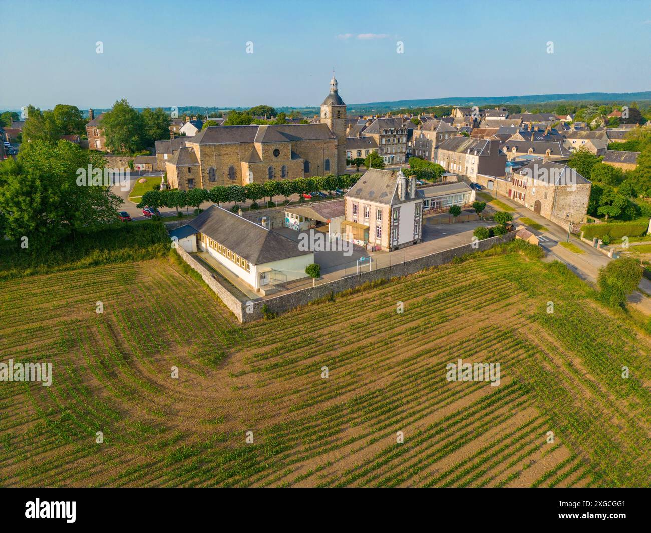 France, Orne, Parc naturel régional Normandie Maine, Carrouges (vue aérienne) Banque D'Images