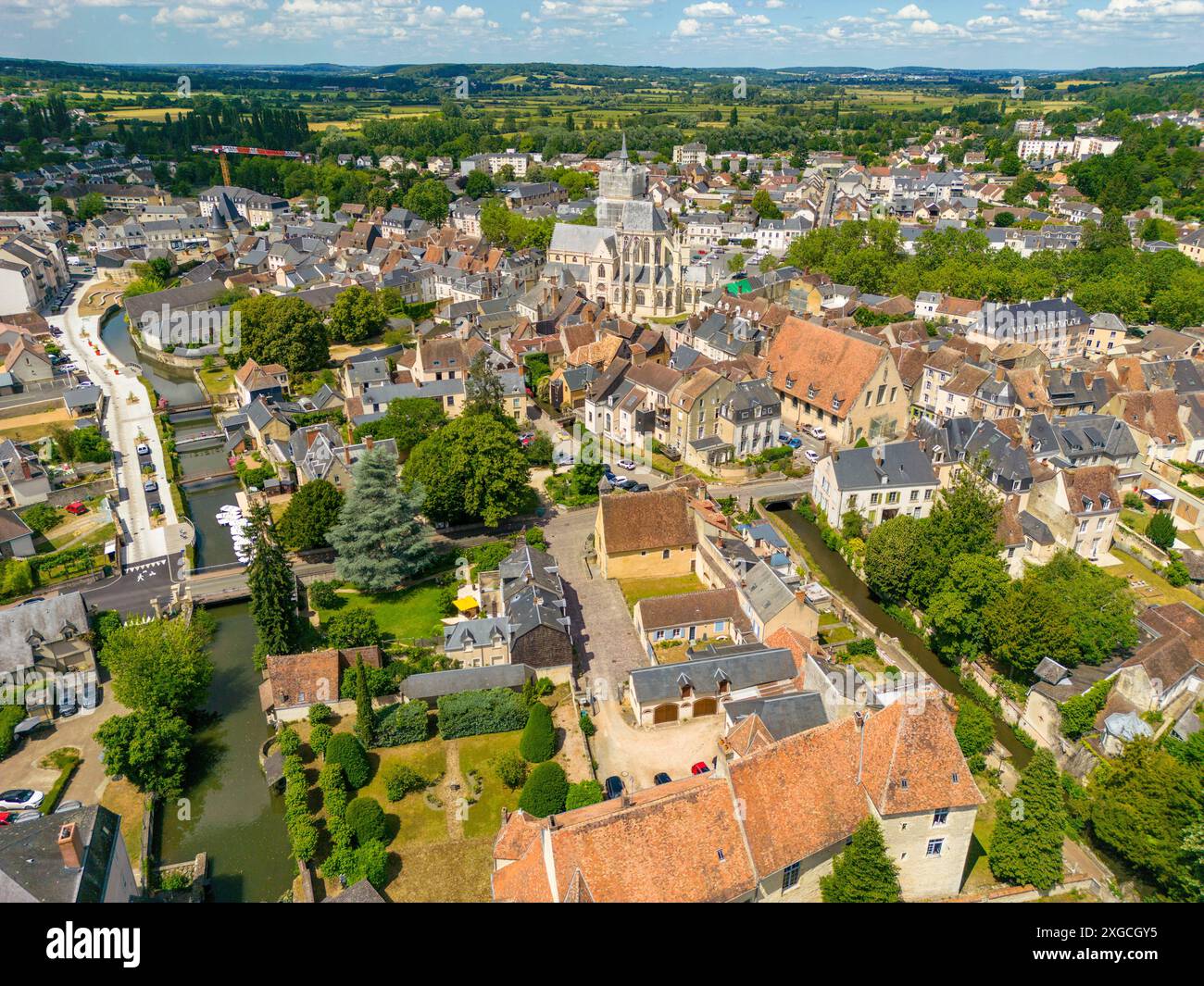 France, Sarthe, la Ferté Bernard (vue aérienne) Banque D'Images