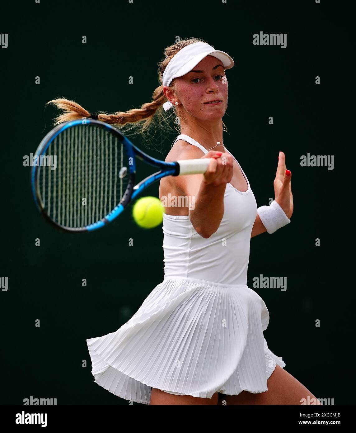 Gabia Paskauskas au huitième jour des Championnats de Wimbledon 2024 au All England Lawn Tennis and Croquet Club, Londres. Date de la photo : lundi 8 juillet 2024. Banque D'Images