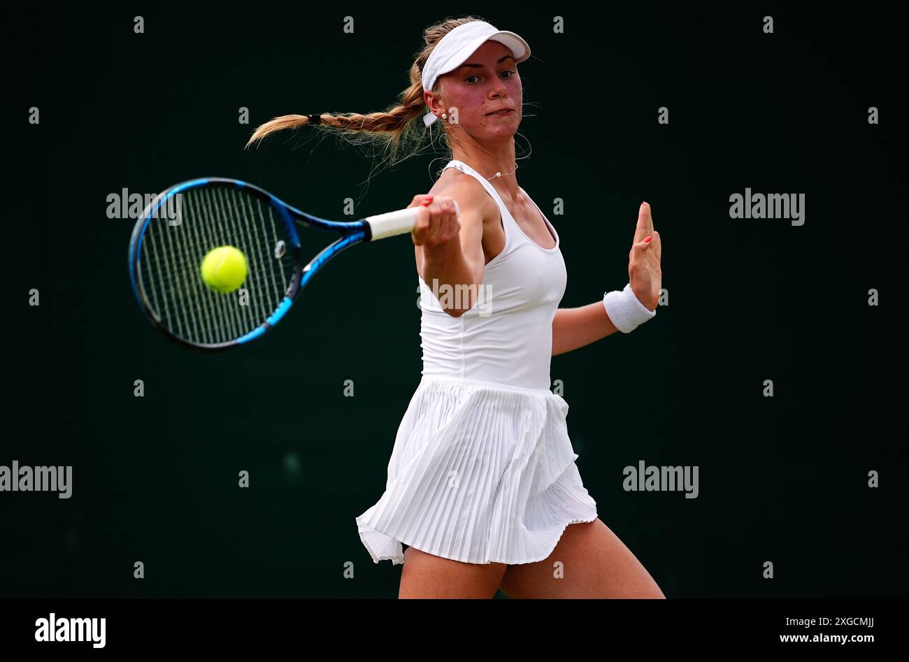 Gabia Paskauskas au huitième jour des Championnats de Wimbledon 2024 au All England Lawn Tennis and Croquet Club, Londres. Date de la photo : lundi 8 juillet 2024. Banque D'Images