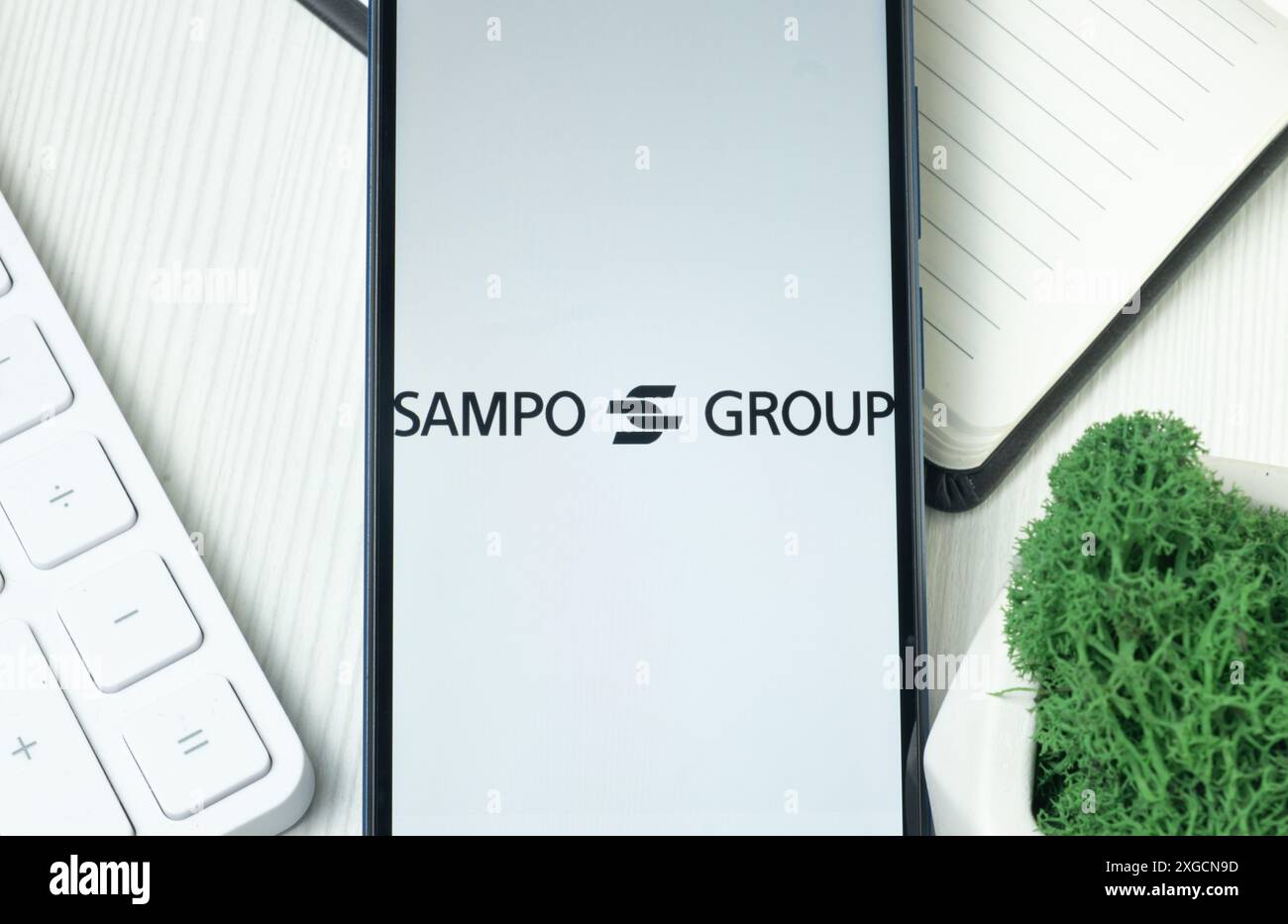 New York, États-Unis - 21 juin 2024 : logo Sampo sur l'écran du téléphone, icône de l'entreprise. Banque D'Images