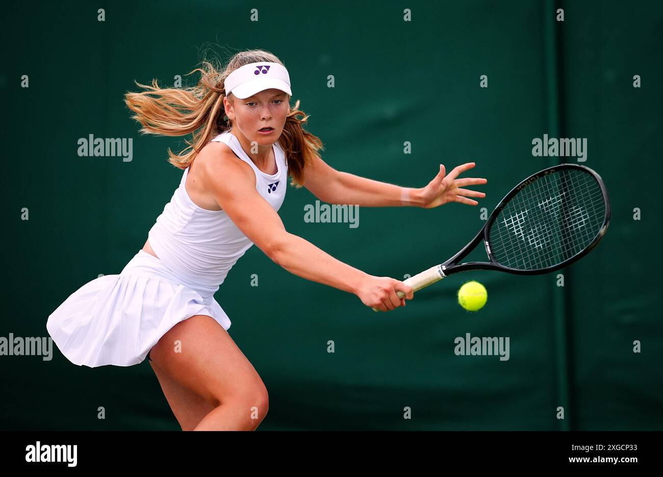Allegra Korpanec Davies le huitième jour des Championnats de Wimbledon 2024 au All England Lawn Tennis and Croquet Club, Londres. Date de la photo : lundi 8 juillet 2024. Banque D'Images