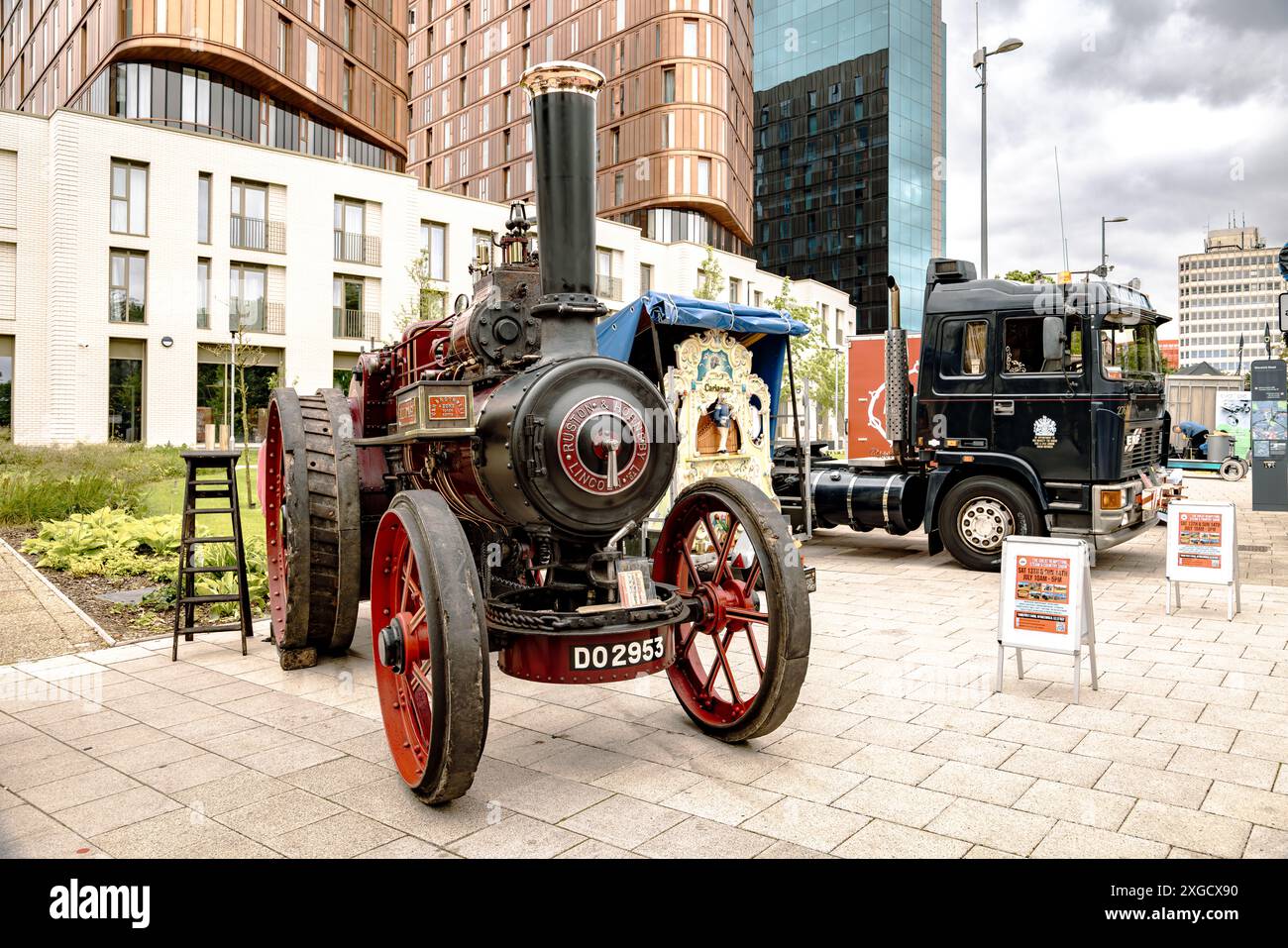 Une machine à vapeur à usage général Ruston Hornsby. Âge de la vapeur, transport à vapeur et machines. Banque D'Images
