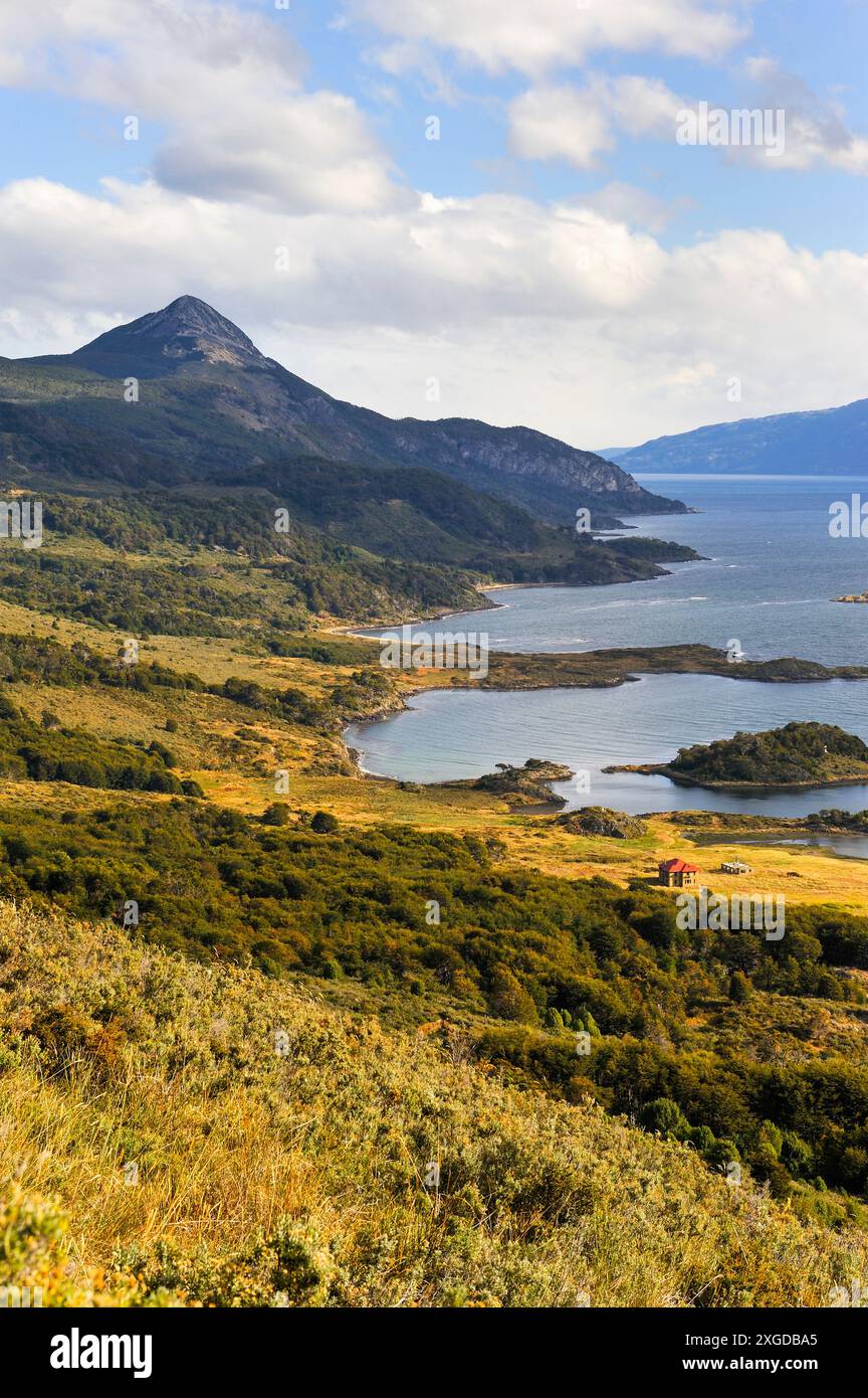 La baie Wulaia, l'île Navarino, Terre de Feu, Patagonie, Chili, Amérique du Sud Banque D'Images