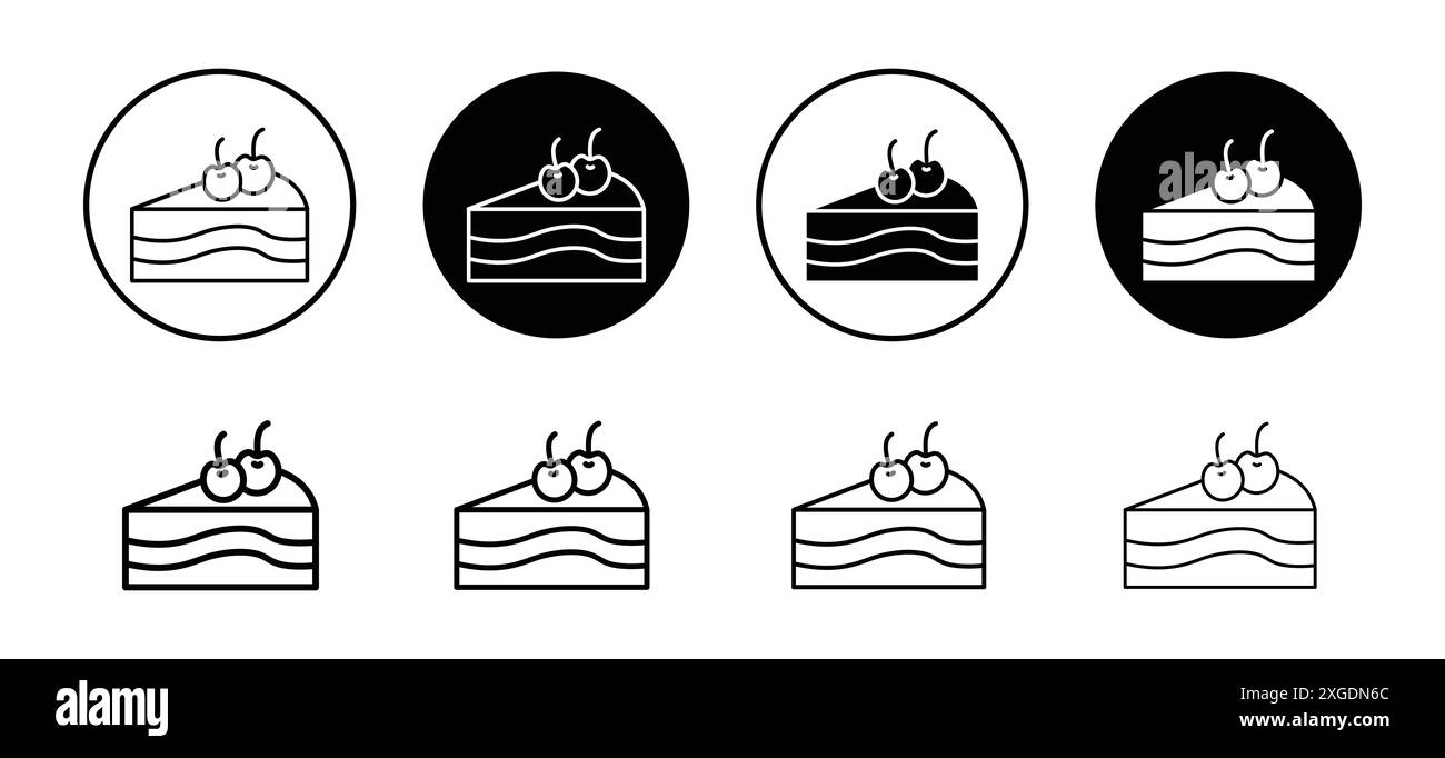 Dessert avec collection de logo vectoriel d'icône de cerise pour l'interface utilisateur de l'application Web Illustration de Vecteur