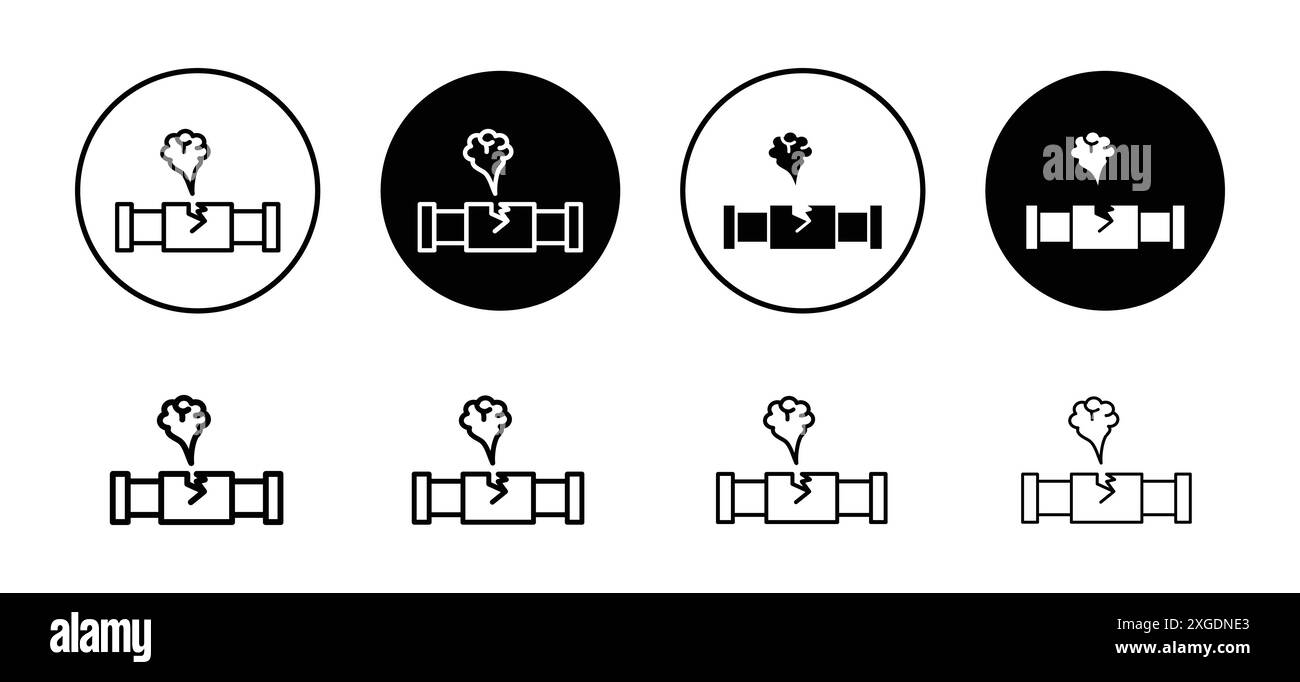 Corrosion rouillée par le tube de vanne de fuite de gaz de canalisation d'icône de vecteur de logo de collection pour l'interface utilisateur de l'application Web Illustration de Vecteur
