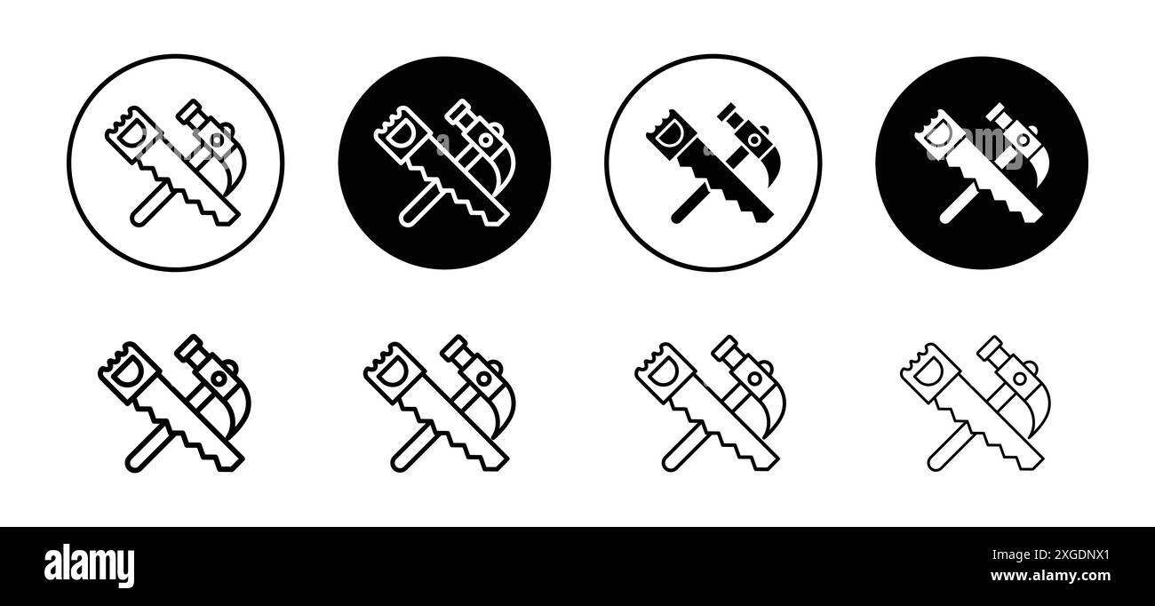 Collection de logo vectoriel d'icône de scie à main et de marteau pour l'interface utilisateur de l'application Web Illustration de Vecteur