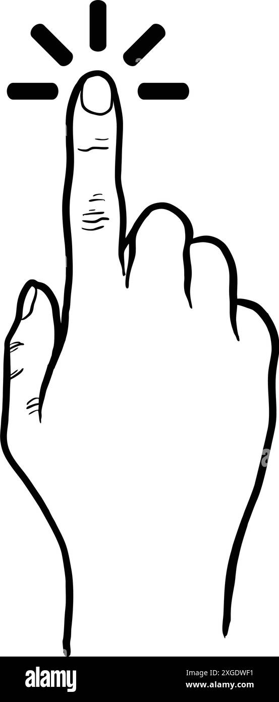 Main avec index pointant icône de vecteur isolé. Touchez, pointez ou cliquez sur un élément clipart de geste de la main. Signe curseur pointeur Illustration de Vecteur