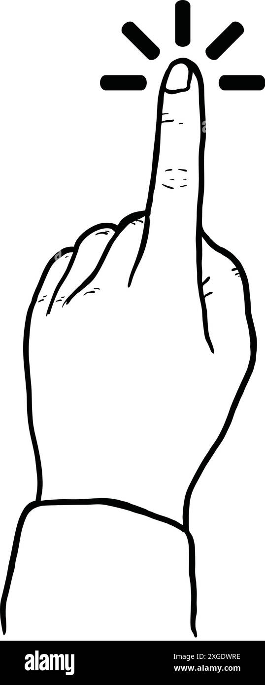 Cliquez sur l'icône de ligne de la main du pointeur Illustration de Vecteur