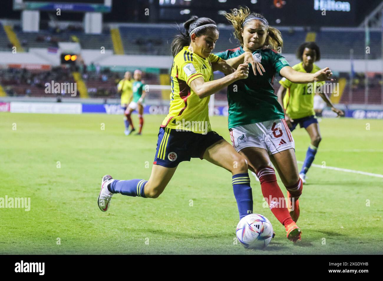 Mariana Muñoz, de Colombie, et Jana Gutierrez, du Mexique, lors de la Coupe du monde féminine U-20 de la FIFA, Costa Rica, match Mexique contre Colombie, le 13 août 2022 Banque D'Images