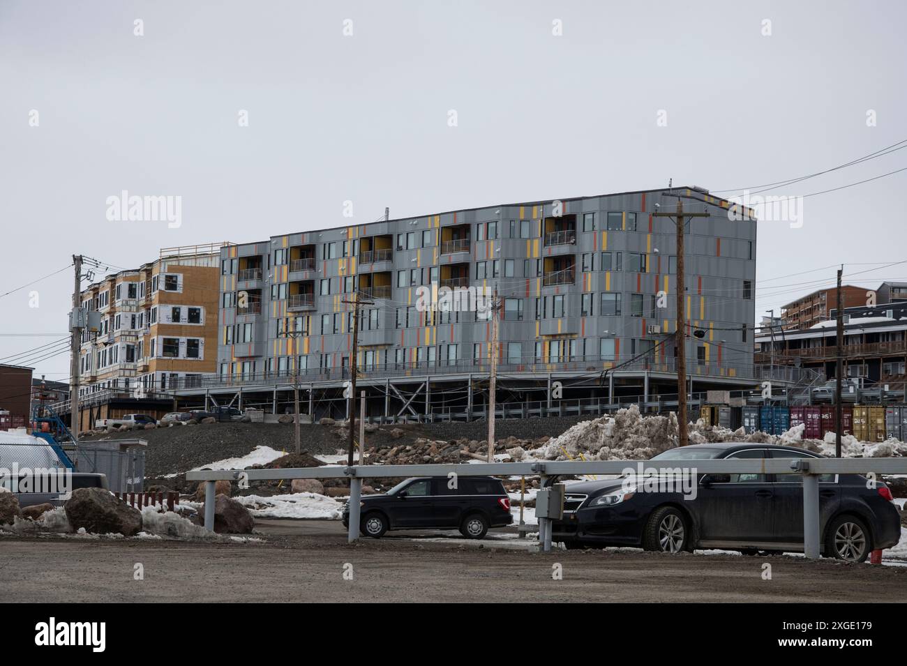 Immeuble d'appartements en construction à Iqaluit, Nunavut, Canada Banque D'Images