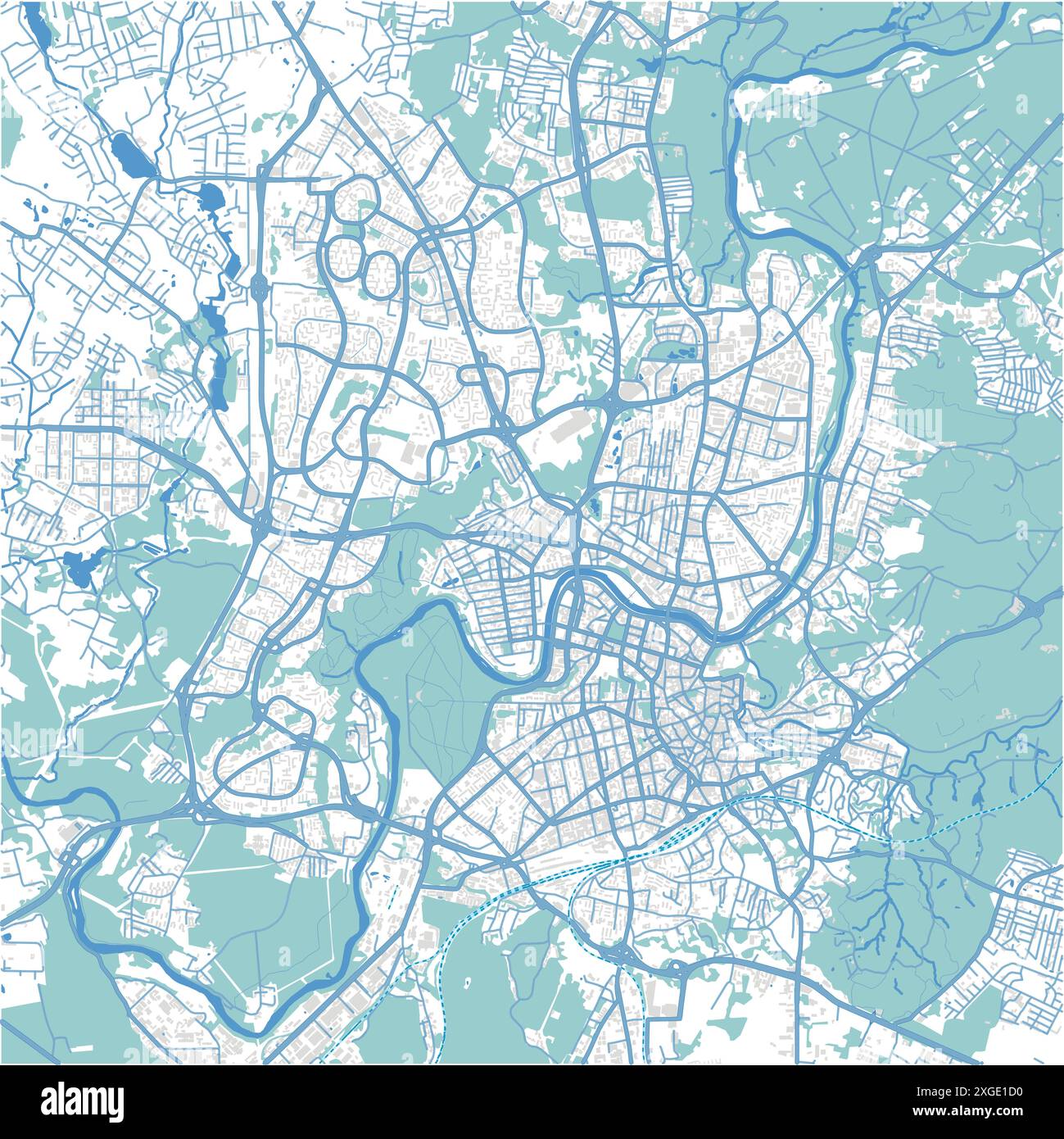 Carte de Vilnius en Lituanie en style bleu. Contient un vecteur en couches avec routes eau, parcs, etc Illustration de Vecteur