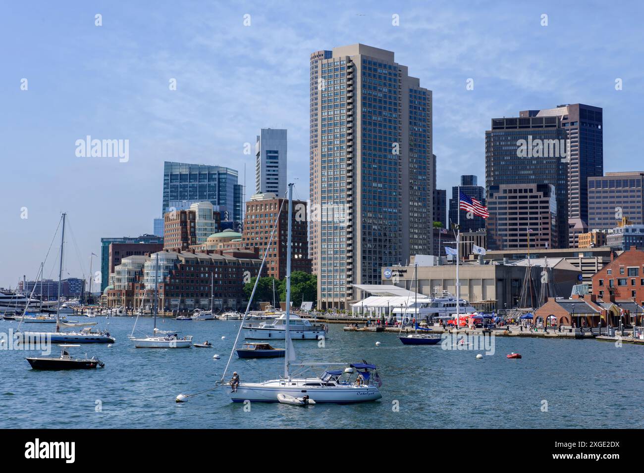 Le port et le quai, en regardant vers le quartier financier dans le centre-ville de Boston. Massachusetts, États-Unis Banque D'Images