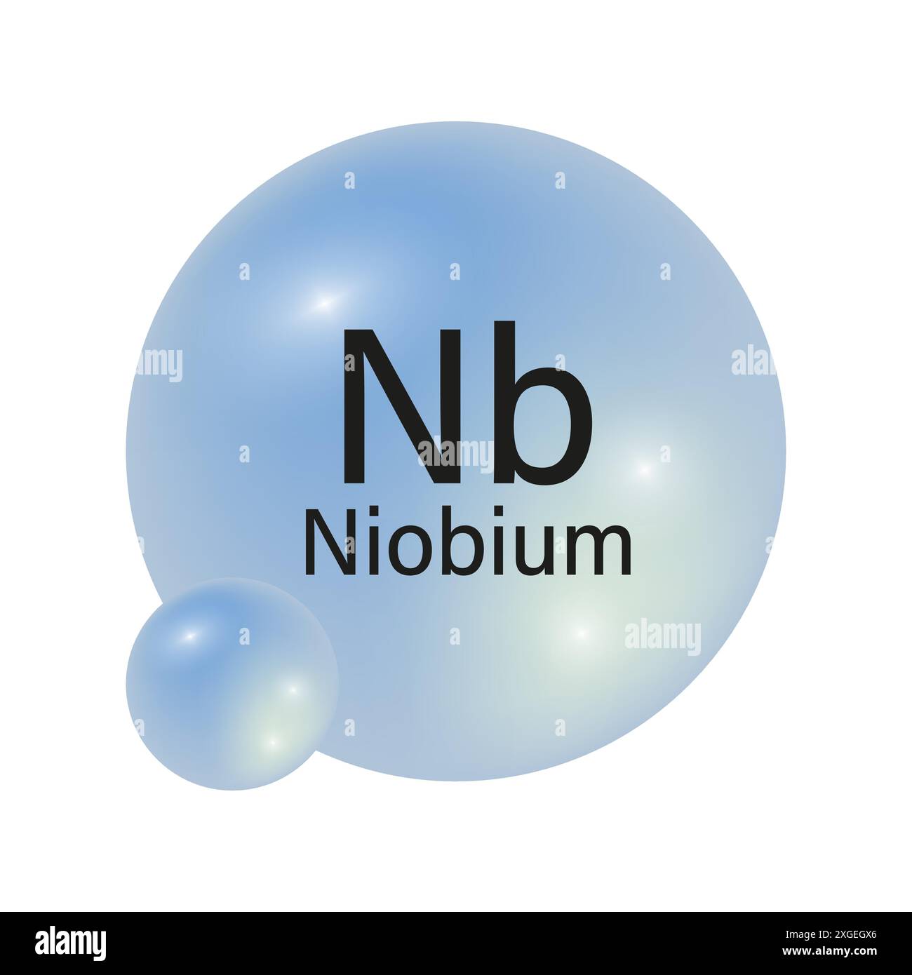 Icône d'élément niobium. Symbole sphérique bleu. Illustration chimique vectorielle. NB structure atomique. Illustration de Vecteur