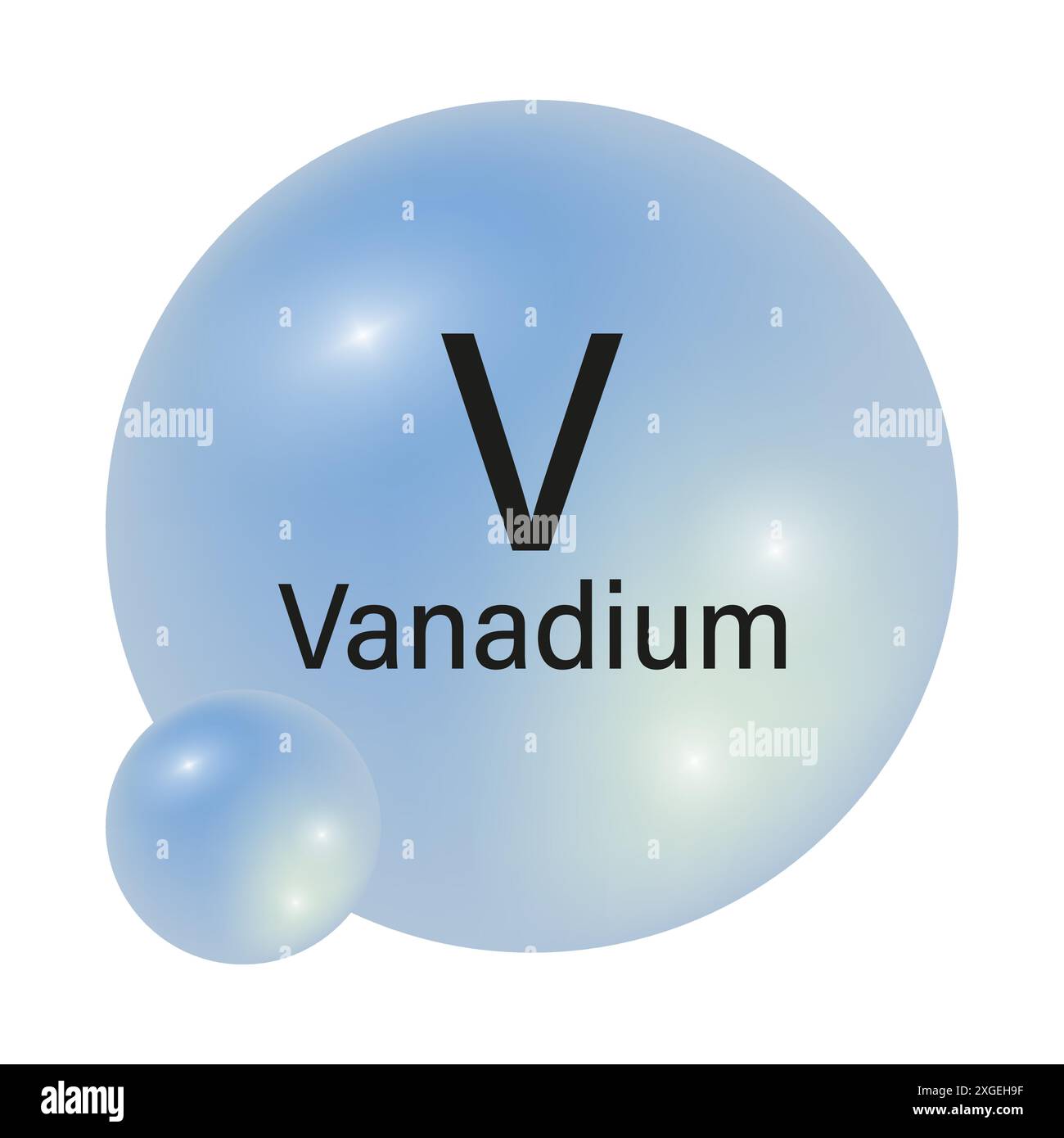 Icône d'élément vanadium. Symbole V. Sphères à dégradé bleu. Illustration vectorielle. Illustration de Vecteur