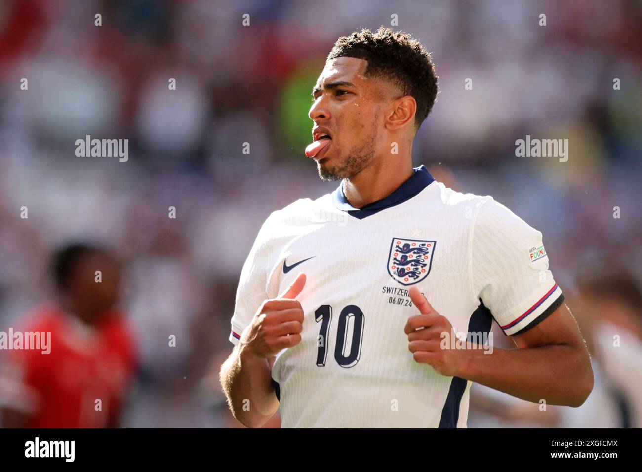 DUSSELDORF, ALLEMAGNE - 06 JUILLET : Jude Bellingham, Anglais, réagit lors du match de quart de finale de l'UEFA EURO 2024 entre l'Angleterre et la Suisse à la Düsseldorf Arena le 06 juillet 2024 à Dusseldorf, Allemagne. © diebilderwelt / Alamy Stock Banque D'Images