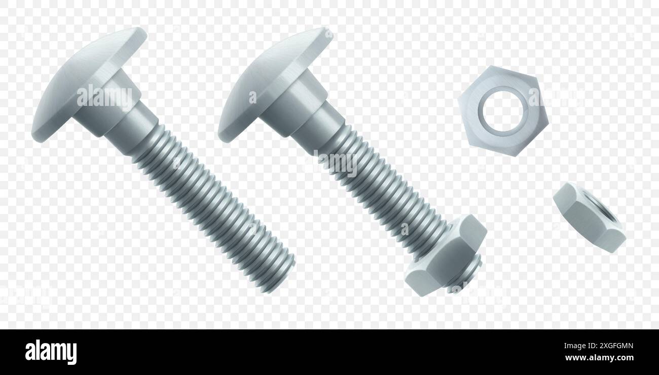 Illustration vectorielle isométrique boulon en acier ou vis isolé sur fond blanc. Icône réaliste de boulon et d'écrou en acier inoxydable 3D. vis-écrous et boulons. Illustration de Vecteur