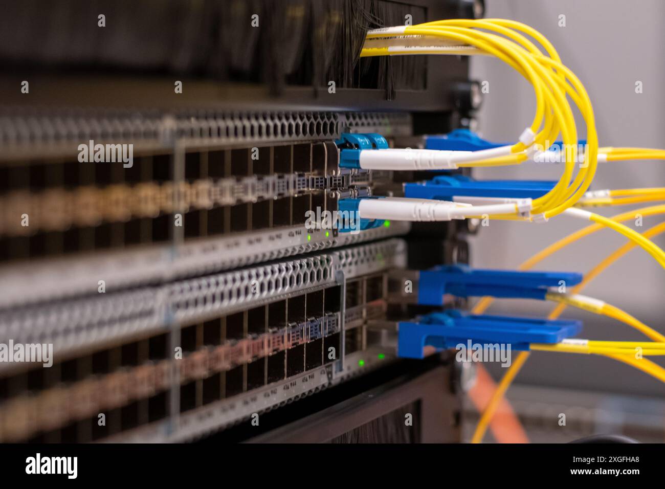 Cette image fait partie d'une série de gros plans de différents équipements de réseau Banque D'Images