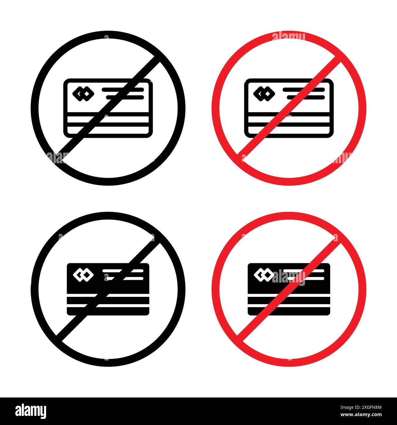 Carte de crédit avec collection de logo vectoriel de signe d'interdiction pour l'interface utilisateur de l'application Web Illustration de Vecteur