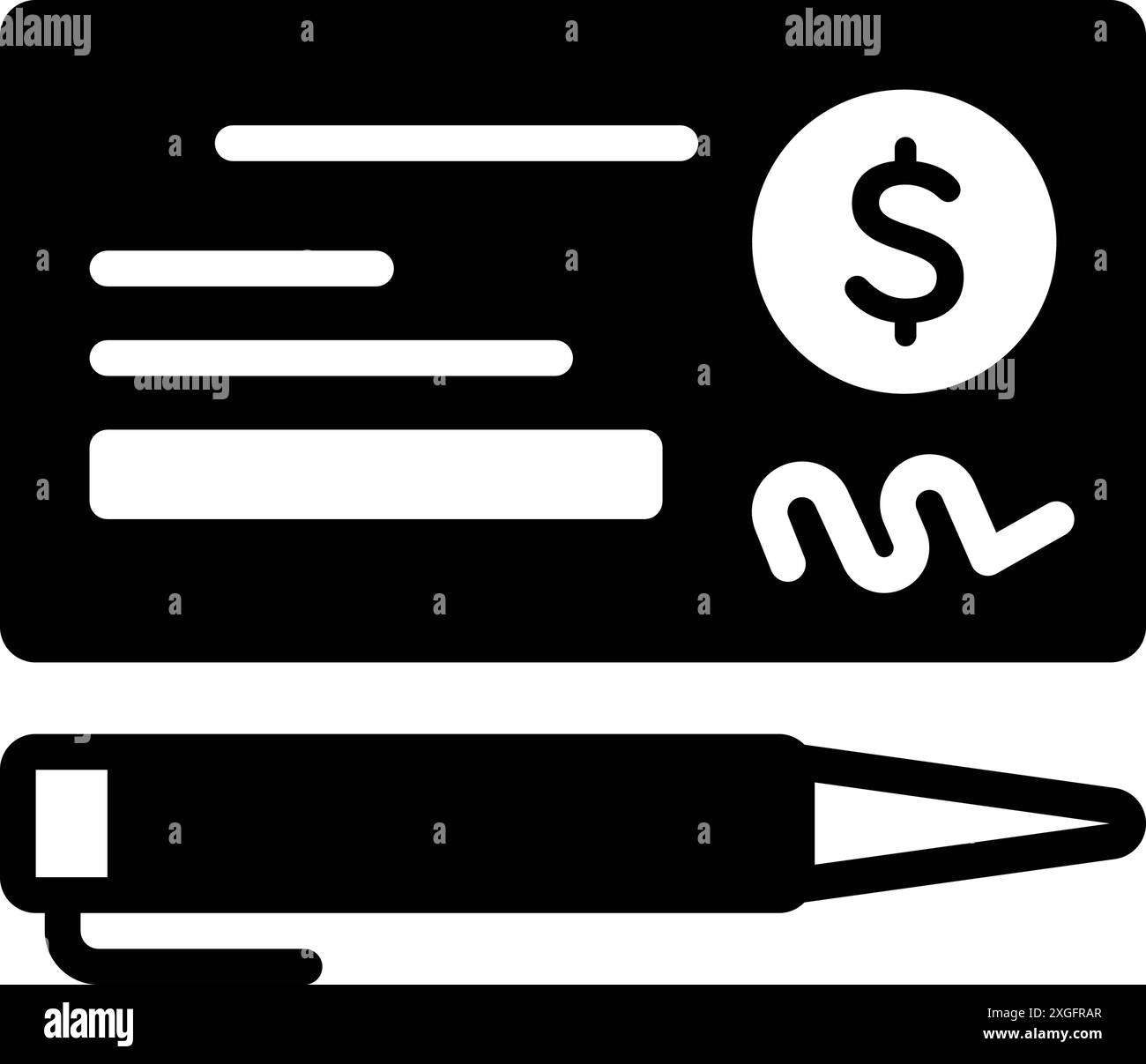 Icône pour le paiement par chèque bancaire, banque, paiement Illustration de Vecteur
