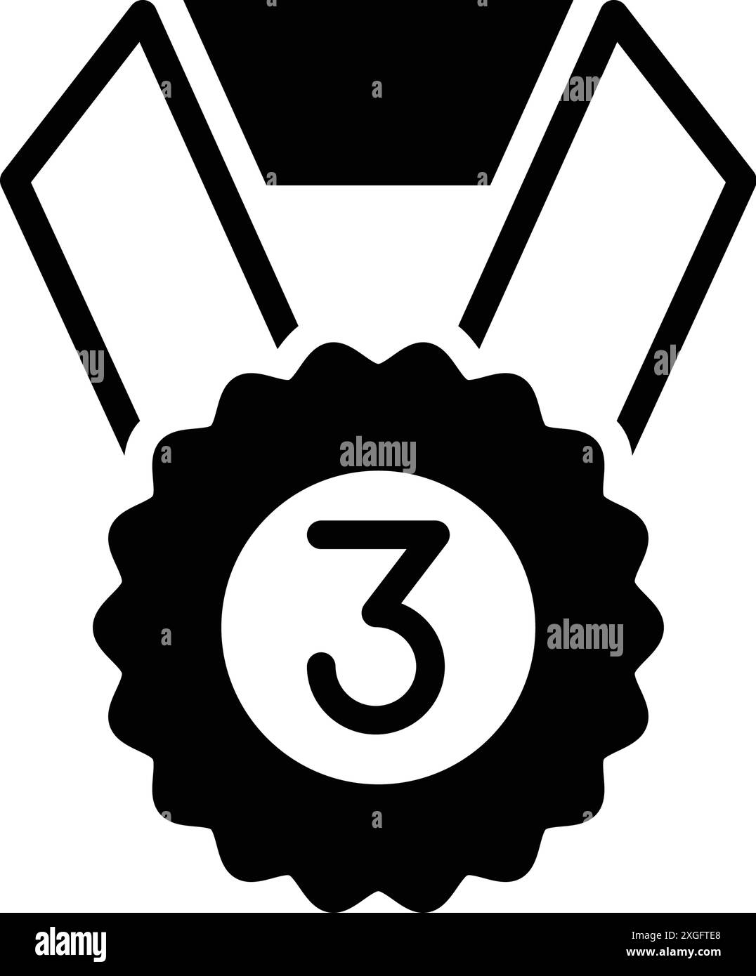 Icône pour troisième, médaille Illustration de Vecteur