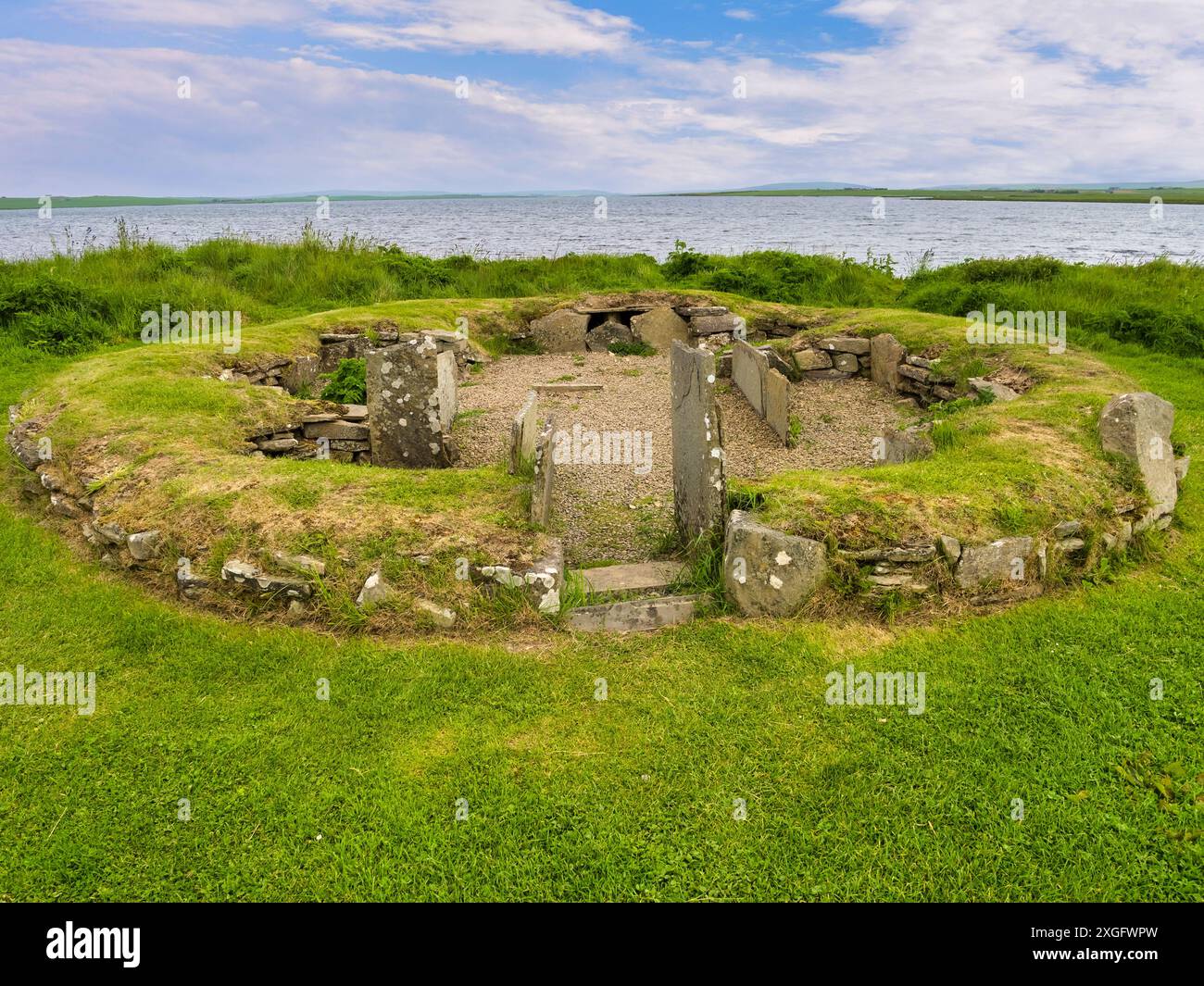 Barnouse Village, Orcades - les restes d'une cabane vieille de 5000 ans de l'âge de pierre. Partie des Orcades néolithiques. Banque D'Images