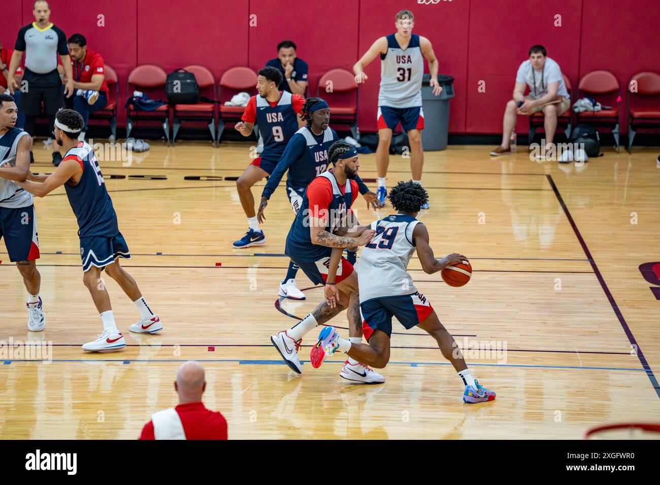 Joueurs de la NBA s'entraînant au camp de basket-ball américain pour les Jeux olympiques d'été Banque D'Images