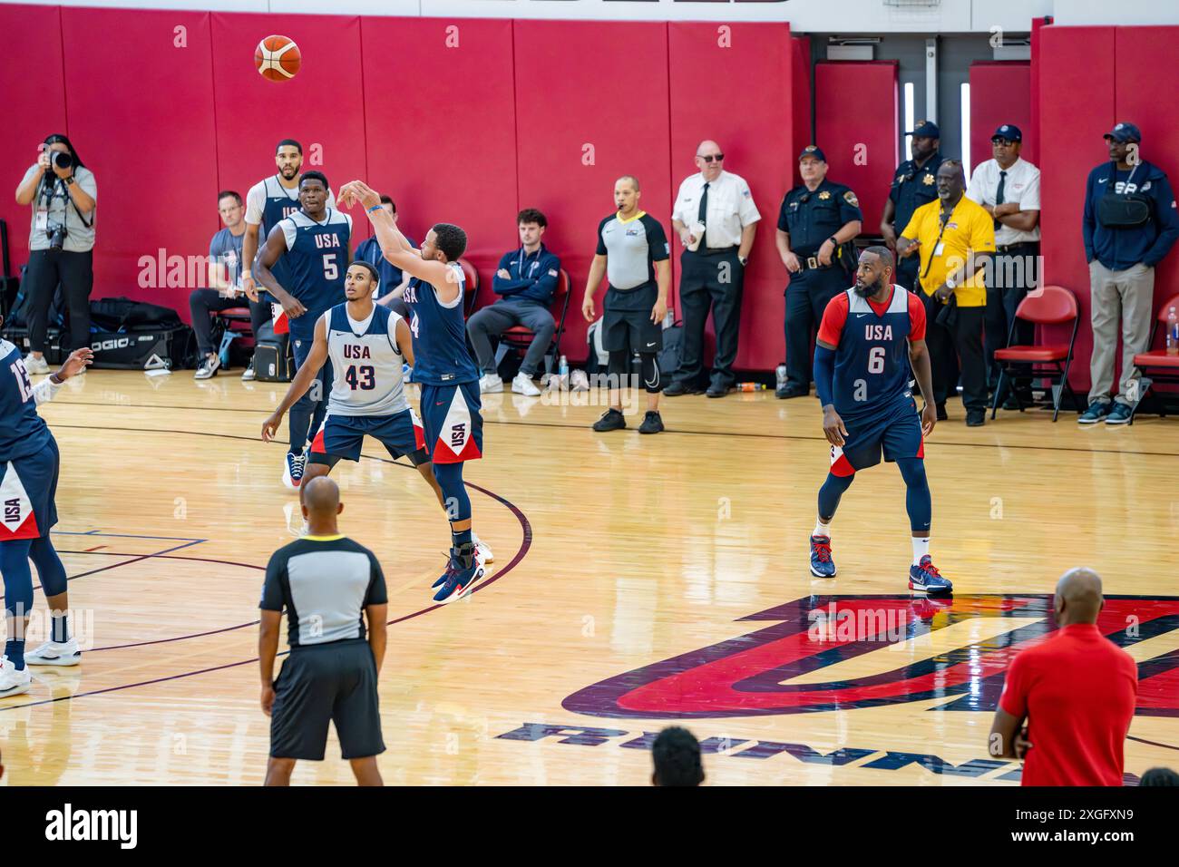 Joueurs de la NBA s'entraînant au camp de basket-ball américain pour les Jeux olympiques d'été Banque D'Images