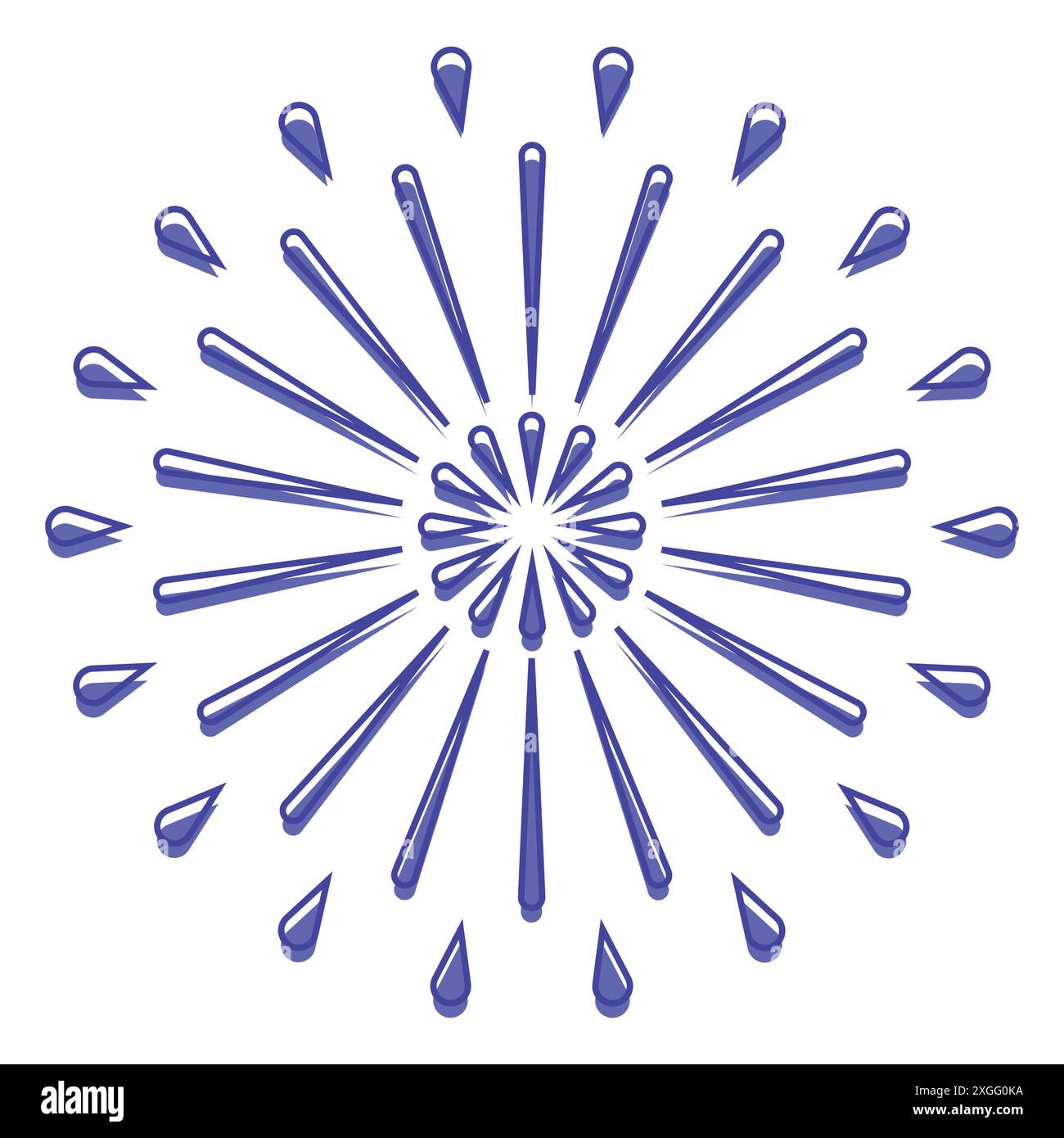 Sunburst , feu d'artifice, icône scintillante dans le style de doublure Illustration de Vecteur