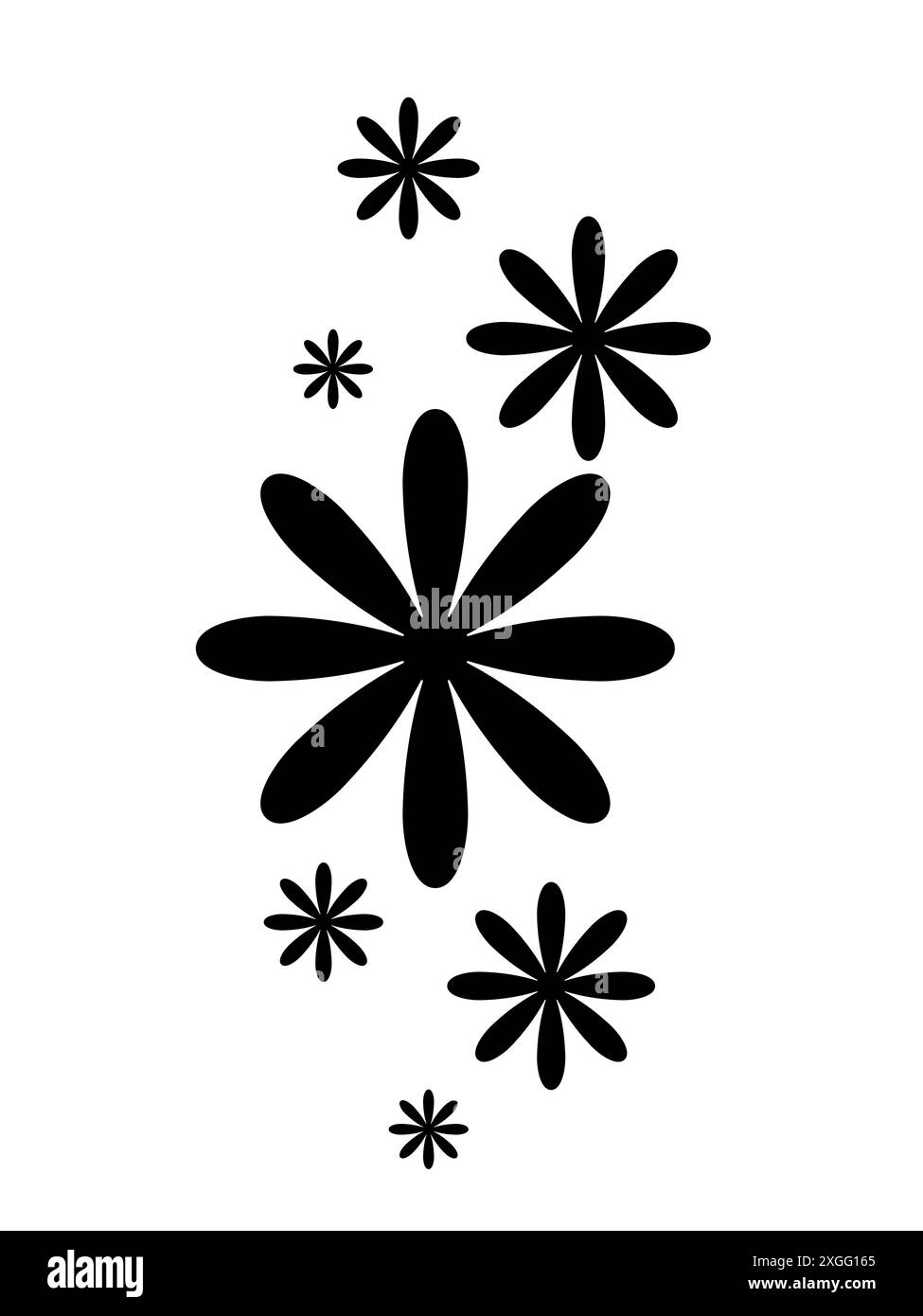 Forme et silhouettes géométriques abstraites de fleurs, couleur noire. Des figures modernes minimalistes et brutalistes à la mode. Éléments graphiques abstraits modernes Illustration de Vecteur