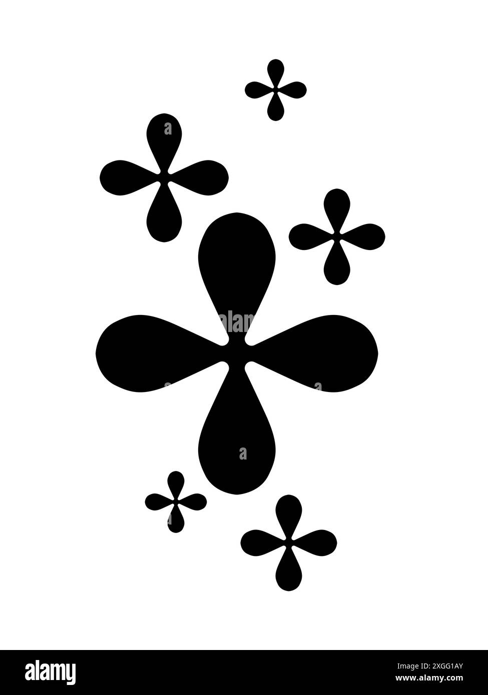 Forme et silhouettes géométriques abstraites de fleurs, couleur noire. Des figures modernes minimalistes et brutalistes à la mode. Éléments graphiques abstraits modernes Illustration de Vecteur