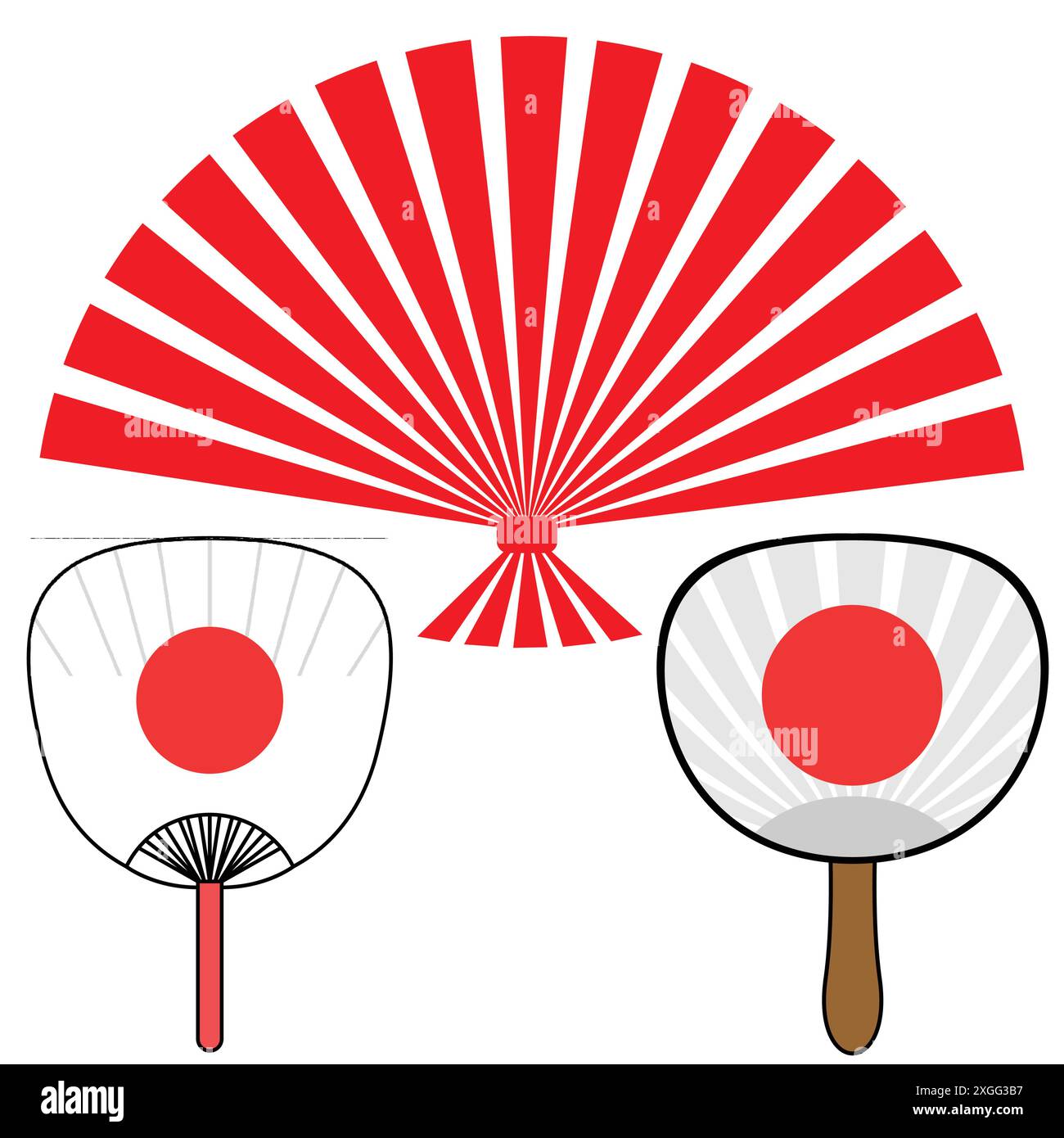 Icônes de ventilateur japonais Illustration de Vecteur