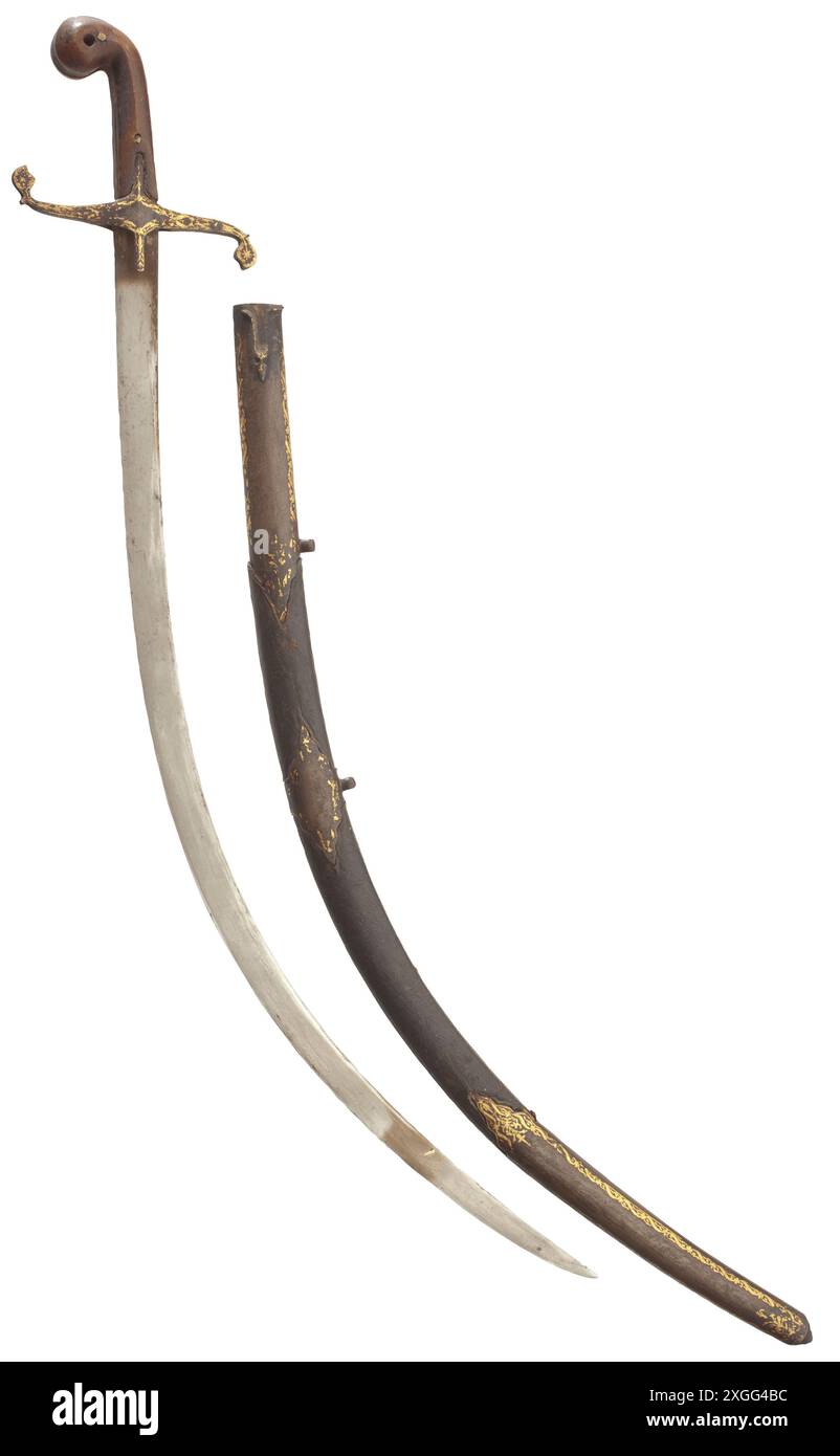 An Ottoman Shamshir, vers 1830 lame de Wootz-Damas courbe de section triangulaire, AUTORISATION DU PROPRIÉTAIRE Banque D'Images