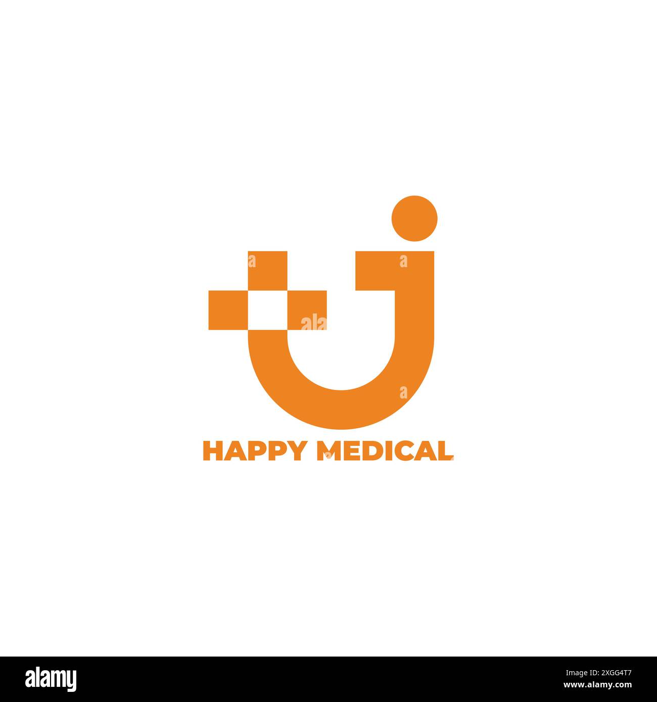 plus vecteur de logo de lettre heureuse j de sourire médical Illustration de Vecteur