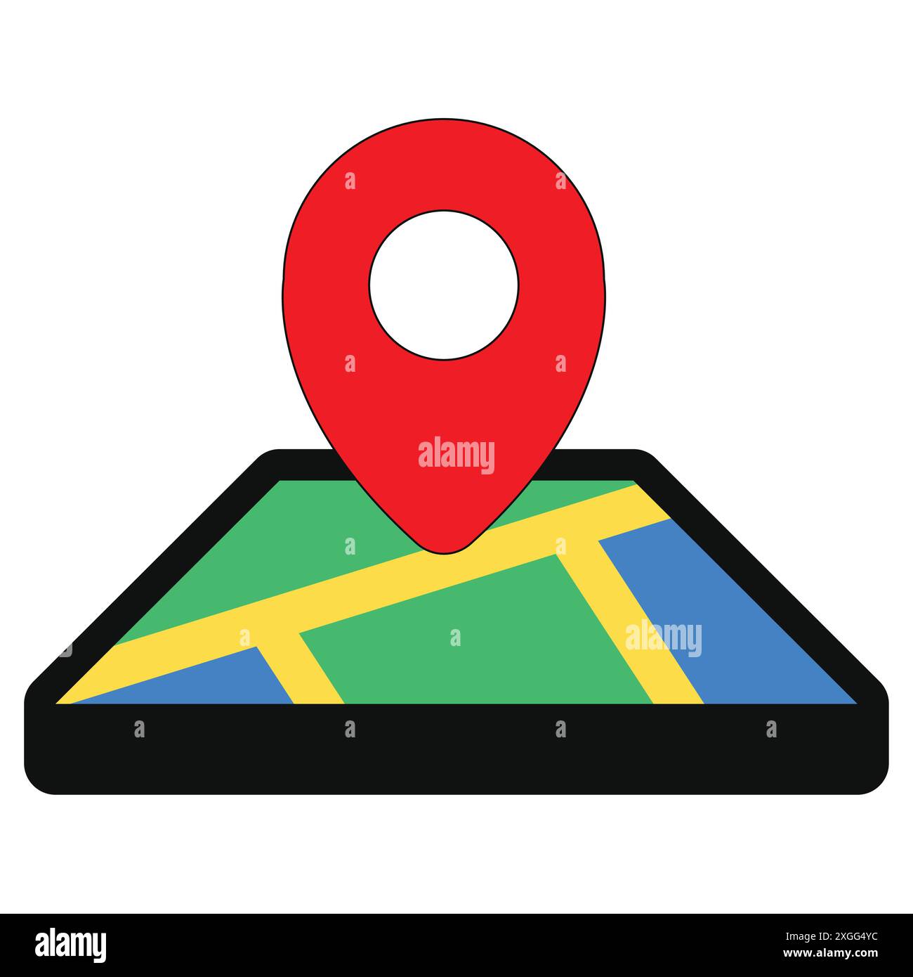 Carte isométrique avec pinte rouge - icône de localisation gps Illustration de Vecteur