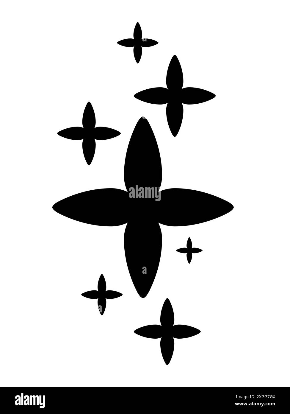 Forme et silhouettes géométriques abstraites de fleurs, couleur noire. Des figures modernes minimalistes et brutalistes à la mode. Éléments graphiques abstraits modernes Illustration de Vecteur