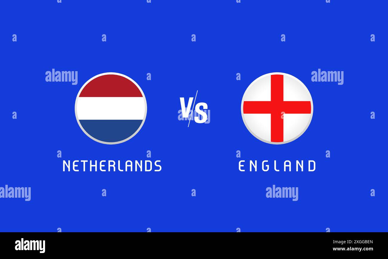 Pays-Bas vs Angleterre demi-finales, concept d'emblèmes de drapeau. Fond vectoriel avec drapeaux néerlandais et anglais pour une émission de télévision ou un programme d'information Illustration de Vecteur