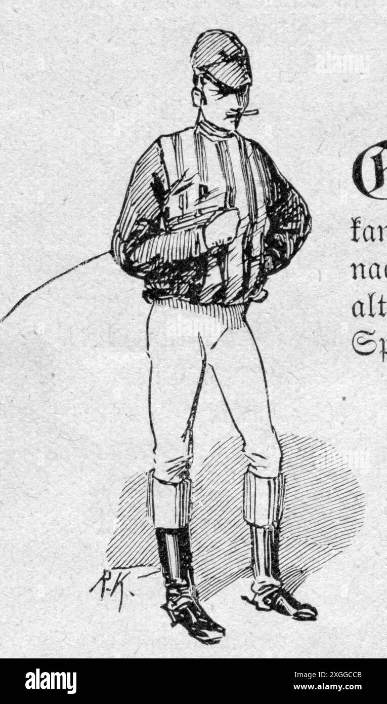 Sports, équitation, courses hippiques, jockey, gravure en bois basée sur le dessin de Richard Knoetel, LE DROIT D'AUTEUR DE L'ARTISTE N'A PAS À ÊTRE AUTORISÉ Banque D'Images