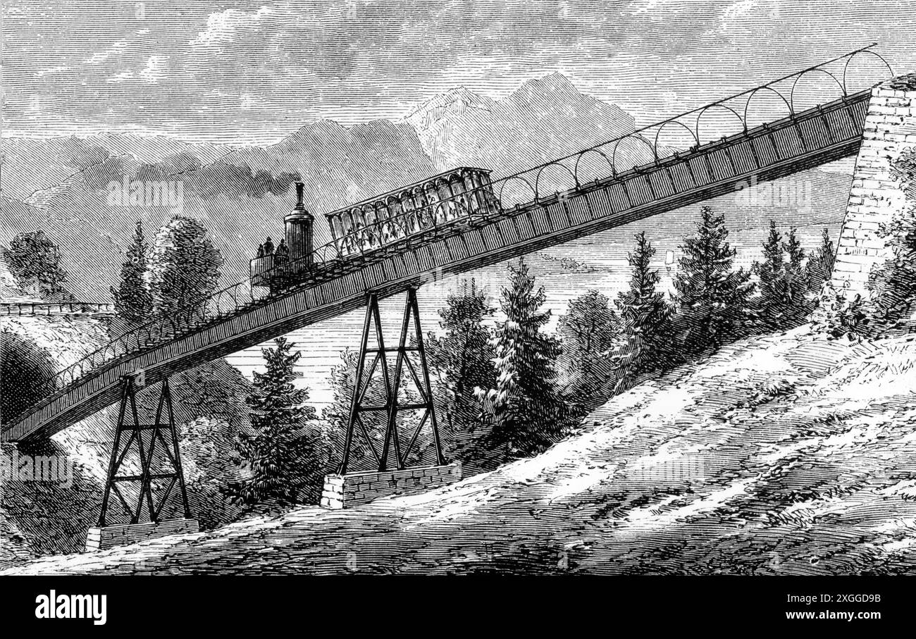 Transport / transport, chemin de fer, chemin de fer de montagne, chemin de fer de Rigi, de Vitznau à Rigi Kulm, LE DROIT D'AUTEUR DE L'ARTISTE NE DOIT PAS ÊTRE EFFACÉ Banque D'Images