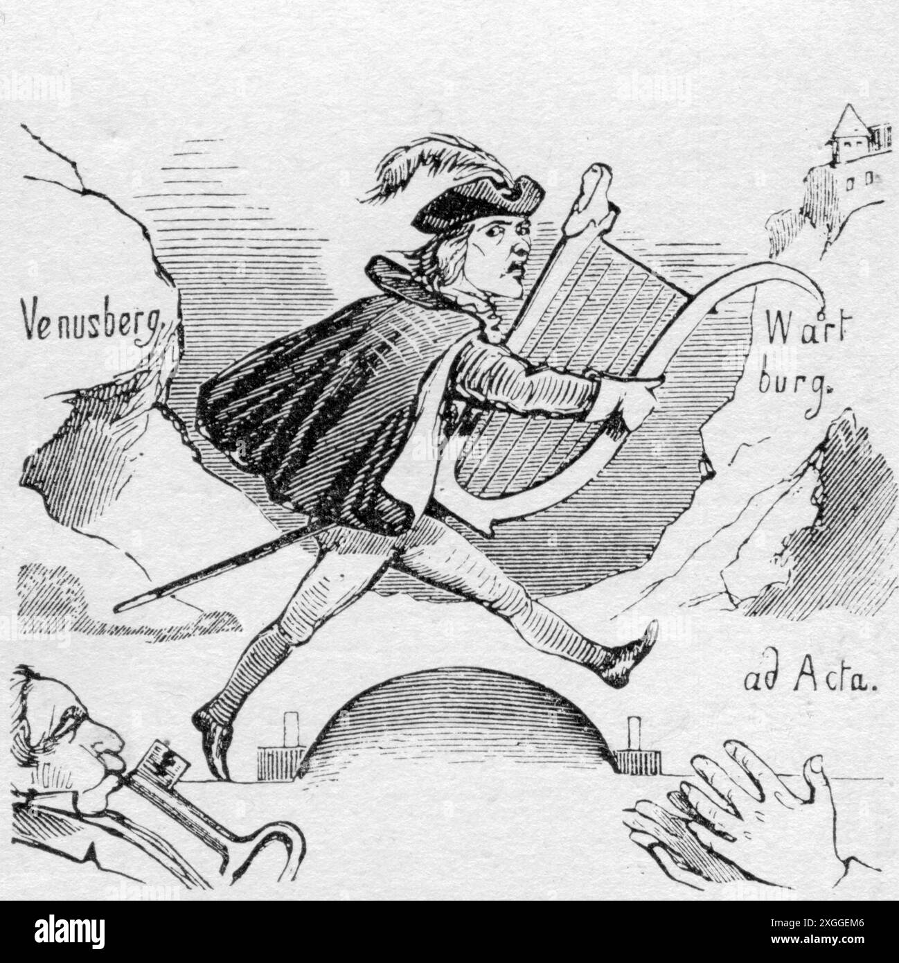 théâtre / théâtre, opéra, 'Tannhaeuser', de Richard Wagner, première berlinoise, CARICATURE, DESSIN, DROITS D'AUTEUR DE L'ARTISTE NE DOIVENT PAS ÊTRE EFFACÉS Banque D'Images