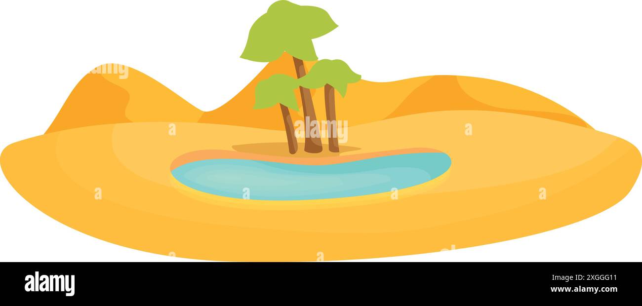 Petite oasis avec des palmiers poussant dans le désert apporte la vie à l'environnement sec Illustration de Vecteur
