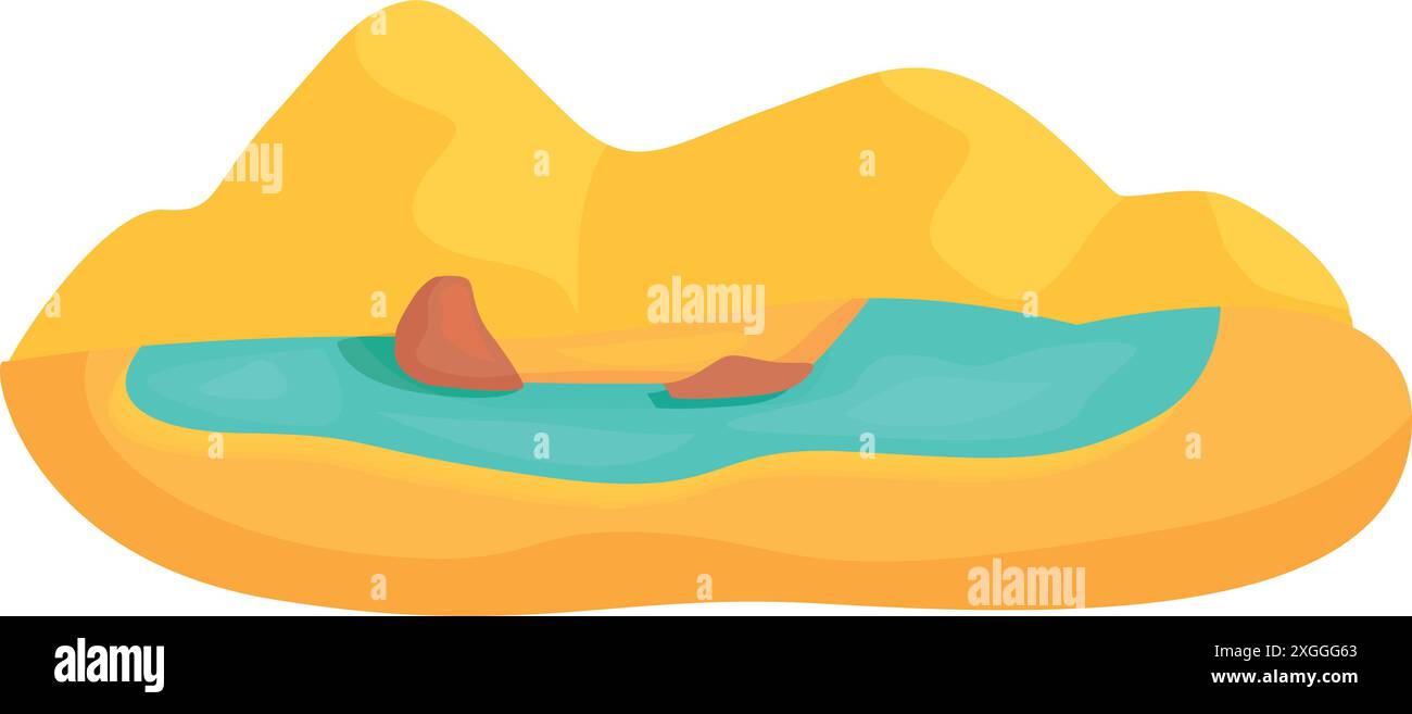 Petit plan d'eau entouré de sable dans le désert Illustration de Vecteur