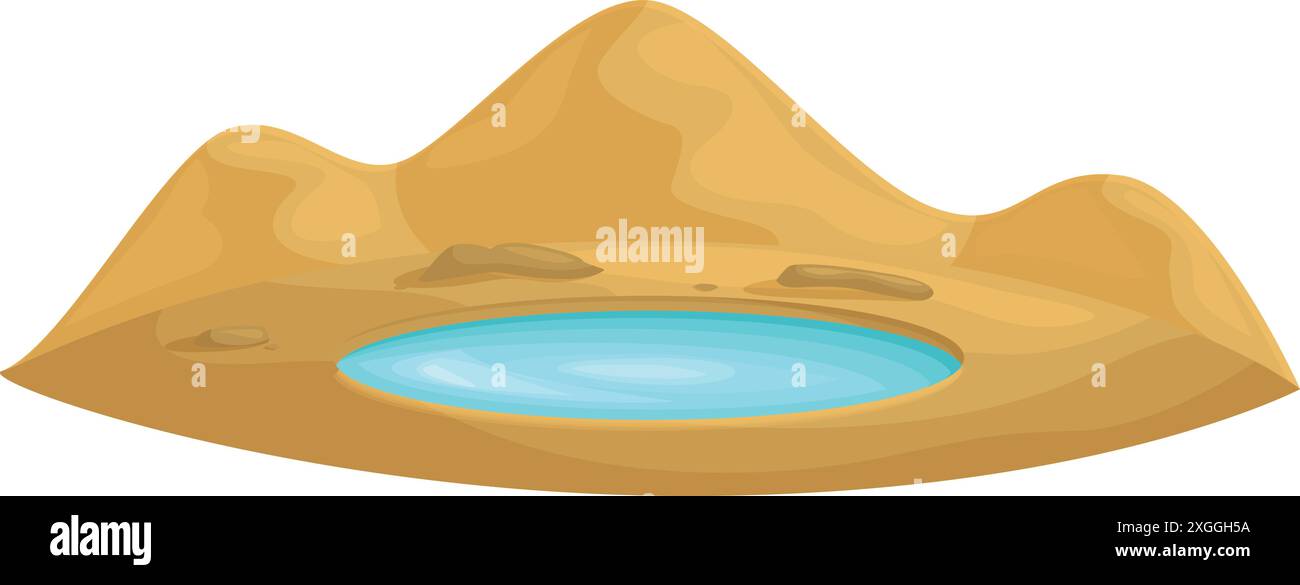 Oasis apparaît au milieu du désert apportant la vie Illustration de Vecteur