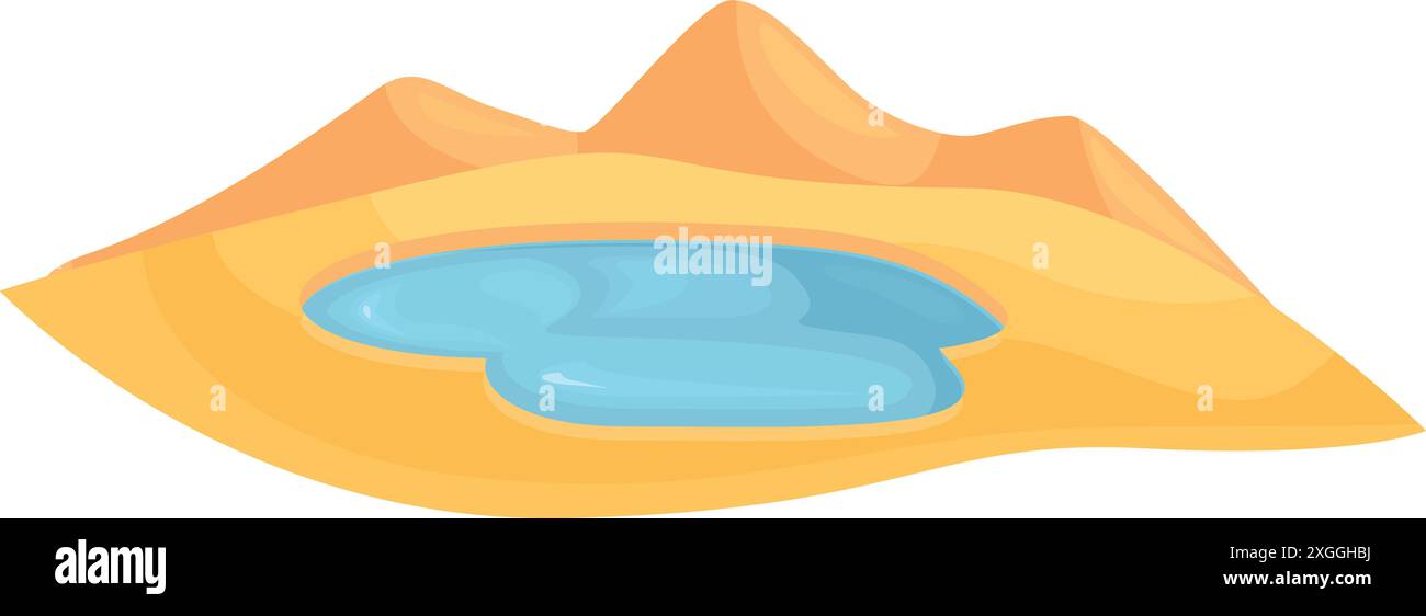 Un petit plan d'eau fournit un soulagement bien nécessaire dans cet environnement désertique chaud et aride Illustration de Vecteur