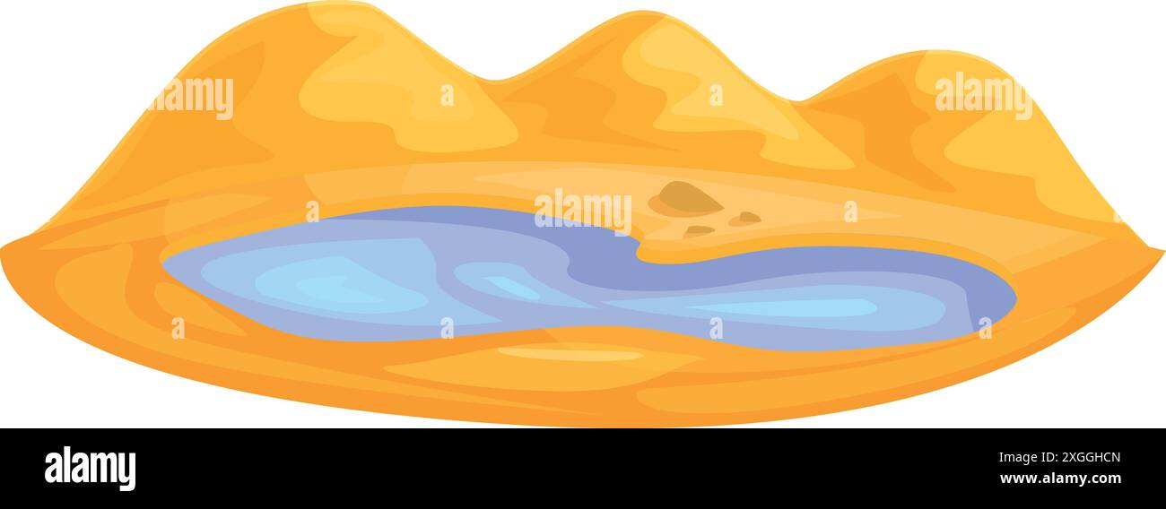 Illustration d'une oasis désertique avec de l'eau entourée de dunes de sable Illustration de Vecteur