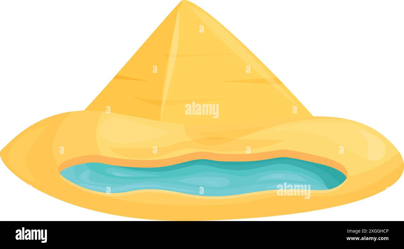 Oasis se formant près d'une dune de sable dans un désert chaud Illustration de Vecteur
