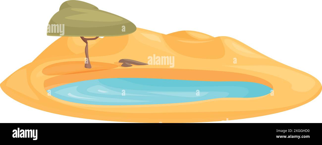 Petit lac créant une oasis au milieu d'un paysage désertique sec Illustration de Vecteur