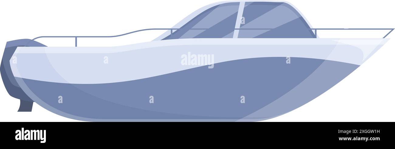 Élégant et élégant yacht à moteur coupe dans l'eau, laissant une traînée de mousse blanche dans son sillage Illustration de Vecteur