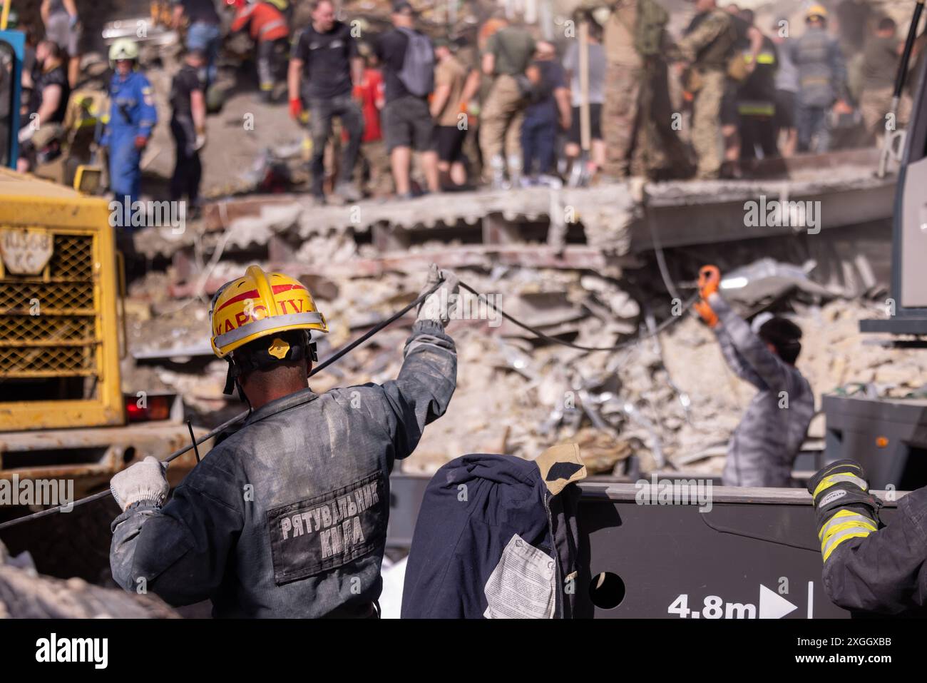 Kiev, Ukraine, juillet-08-2024. Hôpital pour enfants Okhmatdyt suite à une frappe directe de missiles russes sur le site. Crédit : Zachary Tarrant/Alamy Live News Banque D'Images